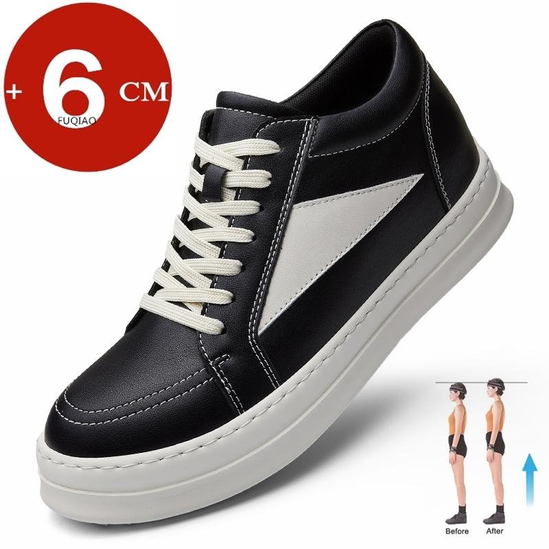 Fashion Men Elevator Casual Shoes Comfort Breathable Genuine Leather Height Increase Shoes Thick Sole Luxury Designer Flat Lift Sneakers