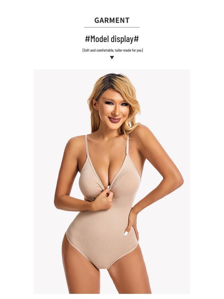 Women's Plus Size Waist Cincher Bodysuit - European & American Postpartum T-Back Corset Underwear