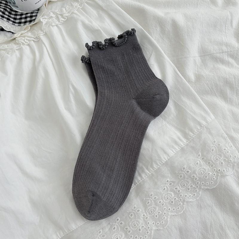 Spring Summer Cotton Ruffle Ankle Socks Lolita Girls Cute Kawaii Stockings Breathable Thin Loose Middle Tube Socks Japanese Sox