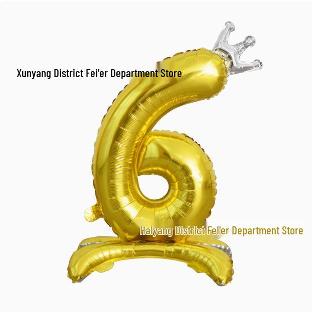 32-Inch Ins Style Digital Standing Crown Base Foil Balloon for Children's First Birthday