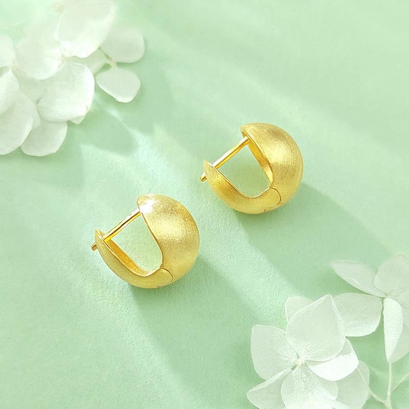 S925 Sterling Silver Brushed Matte Ball Stud Earrings - Women's Simple Luxury Design, European & American Style