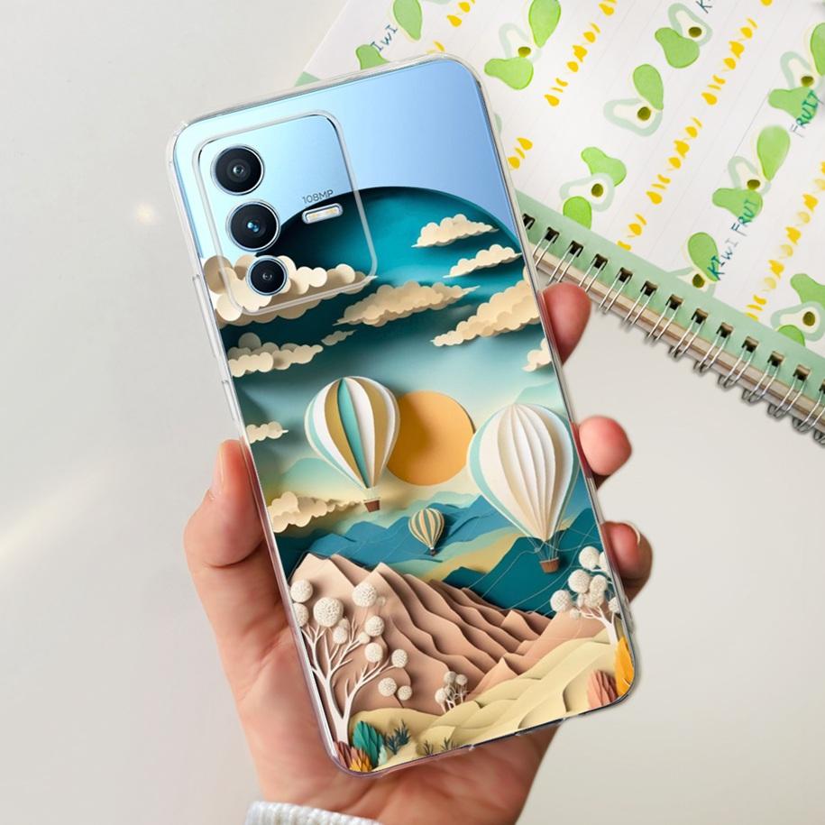 For Vivo V23 Pro V2132 Case For Vivo V23 5G V2130 V2303 Cover Fashion Flower Clear Silicone Phone Case For Vivo V23e V 23 Bumper