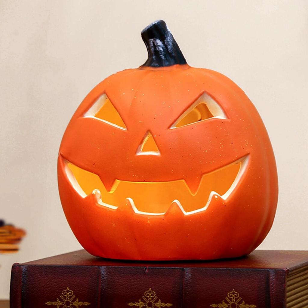 Halloween Pumpkin Lamp Orange Operated Light Decorative PVC JackO'Lantern for