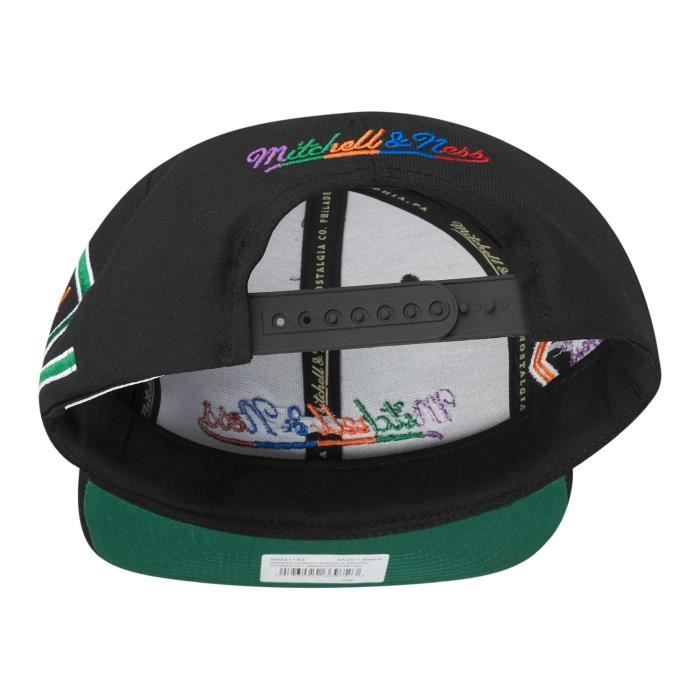 Casquette Snapback - Mitchell & Ness - DIAMOND SCRIPT - Noir / Multi - Logo Équipe - Taille Unique