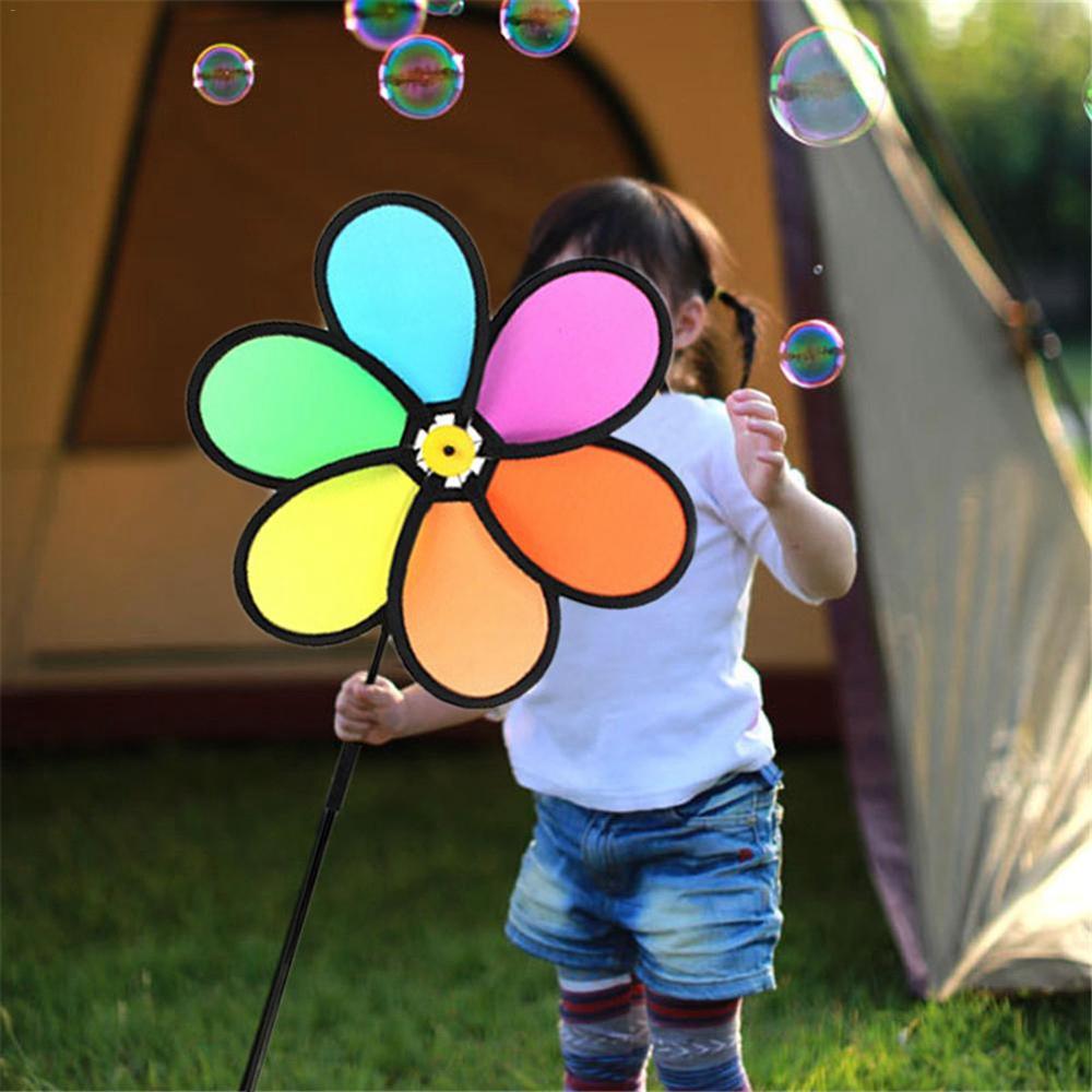Easy Removal Colorful Yard Decoration Wind Spinners Windmill Toys Garden Windmill Rainbow Pinwheel