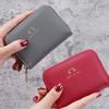 Portable Pu Leather Short Wallet Small Size Zipper Closure Women Card Holder Large Capacity Cute Style Clutch Pouch For Women
