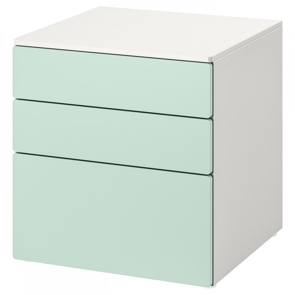 

ИКЕА СМ СТАД Смостад ПЛАТСА Комод с 3 ящиками белый светло-зеленый 60x57x63 см