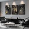 Kyiyhzp 3Pcs Abstract Black Gold Wall Art Modern Minimalist Wall Decor Prints Black gold grey pictures Marble painting artwork for Living Room