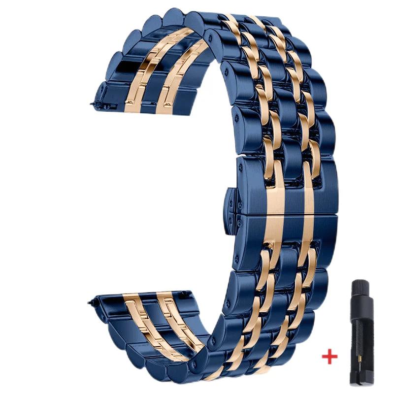 Pulseira de Aço Inoxidável 22mm 20mm Para Samsung Watch 3 4 5 45mm Gear S3 46mm 42mm Active2 40 44mm Pulseira de Metal