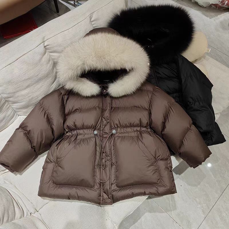 Comfortable Winter Girls Thickened Warm Hooded Large Hairy Collar Casual Jacket Children's Waist Coat