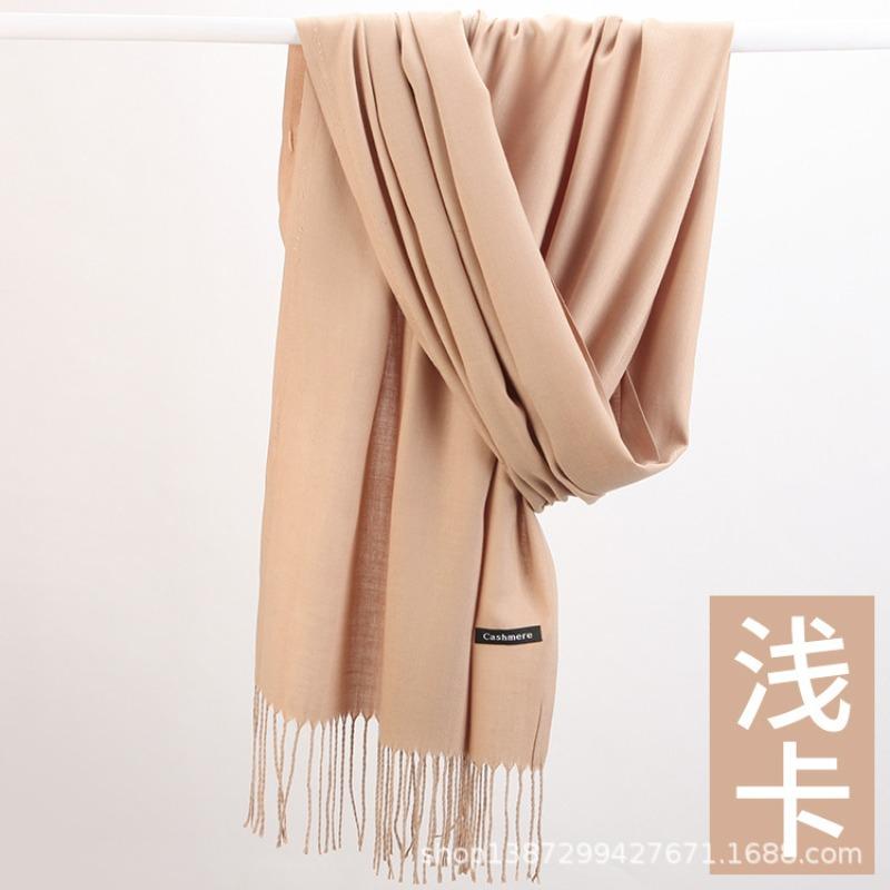 Solid color cashmere bristle scarf women's autumn and winter warm versatile gift shawl factory