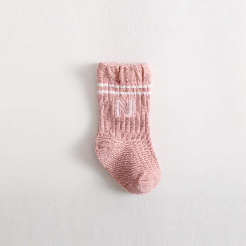 Simple Letter Baby Socks Spring Autumn Newborn Cotton Sock Cute Solid Color Striped Kids Boy Girl Sport Socks