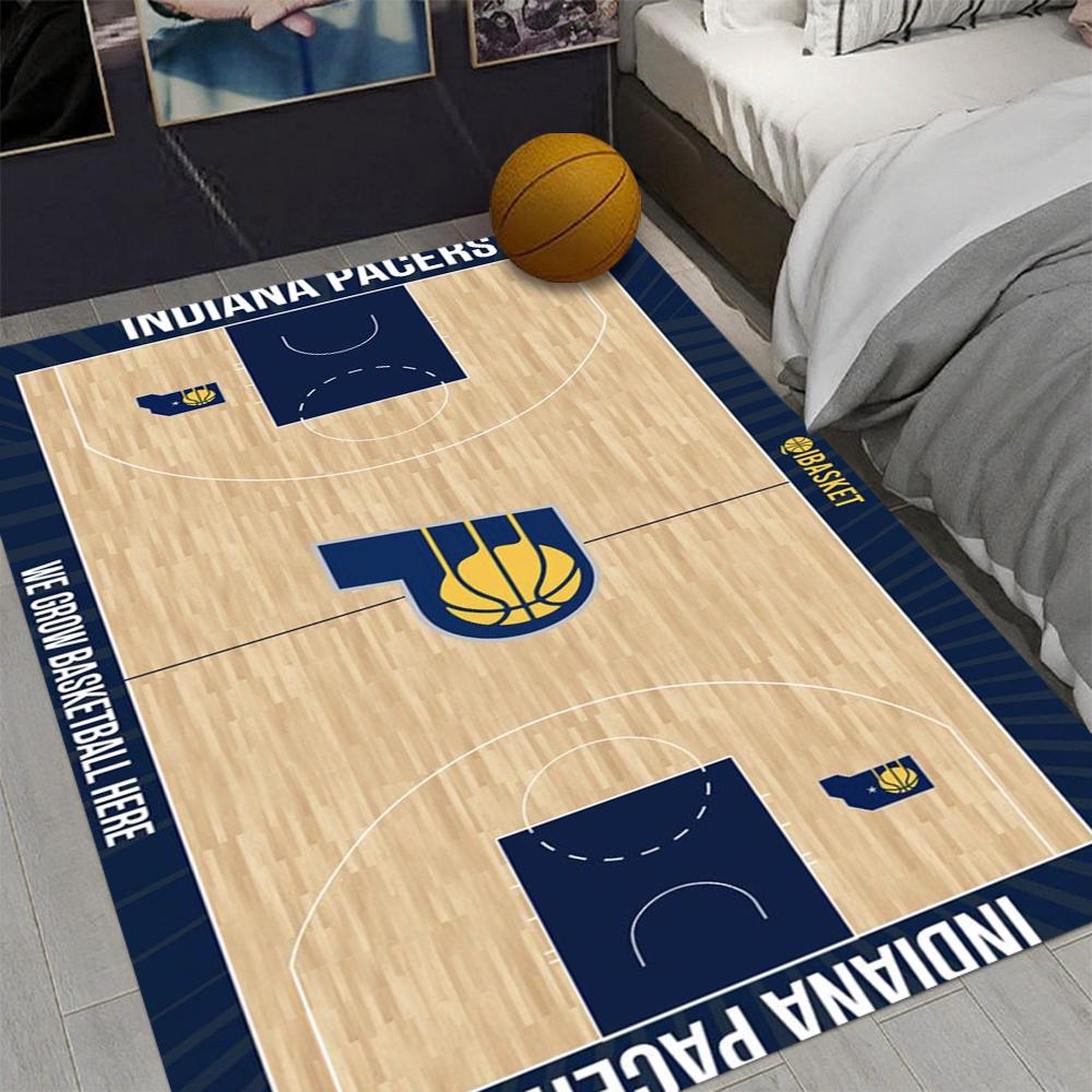 Vibrant Basketball Court Style Floor Mat Living Room Bedroom Home Non Slip Floor Mat Living Room Decoration Washable Carpet