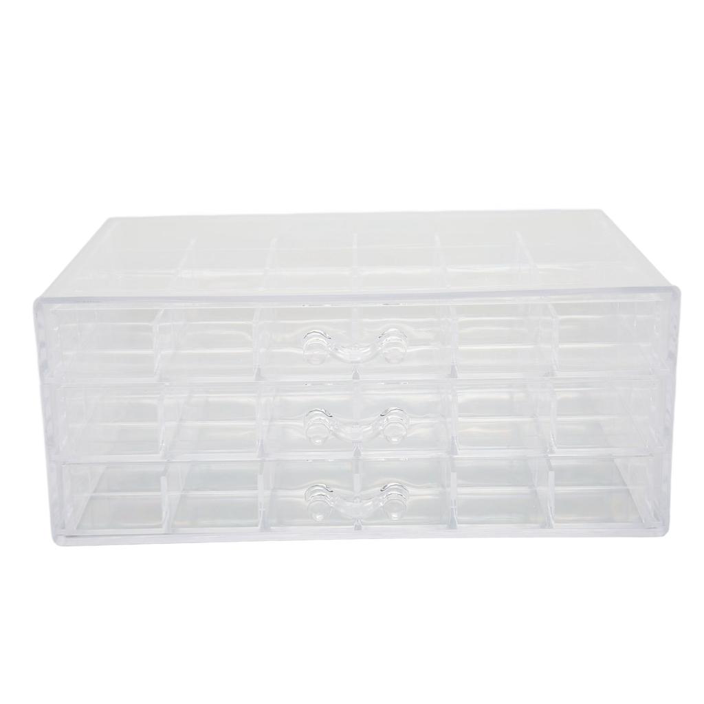 Earring Storage Box 3 Layer 72 Grids Clear Acrylic Jewelry Organizer Holder with Dustproof Lid for Necklaces Rings