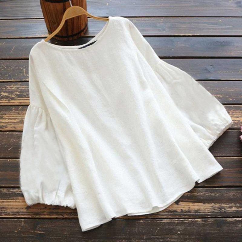 Spring and Summer Women's T-shirt Lantern Sleeve Loose Casual Shirt Round Neck Women's Top