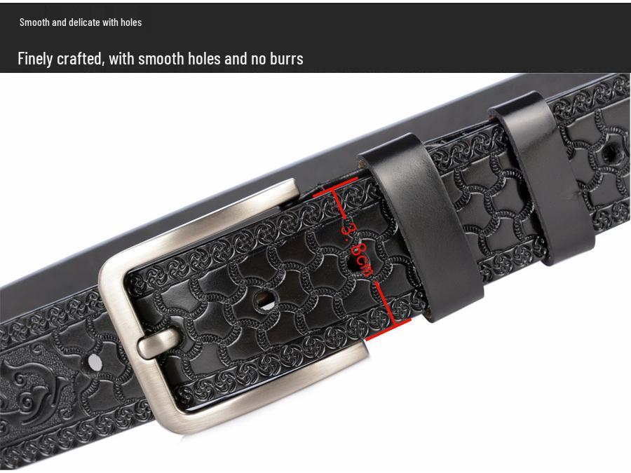 Personalized Men's Leather Belt for Jeans – Customized Carving Cowhide Belt Fashion Accessory