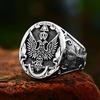 Cool Vintage Stainless Steel Double Eagle Emblem Rings Punk Hip Hop Fashion Cross Ring for Men Biker Amulet Jewelry Dropshipping