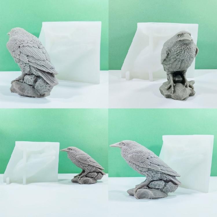 3D Crow Candle Mould Silicone Molds Halloween Castings Molds Home Decorations