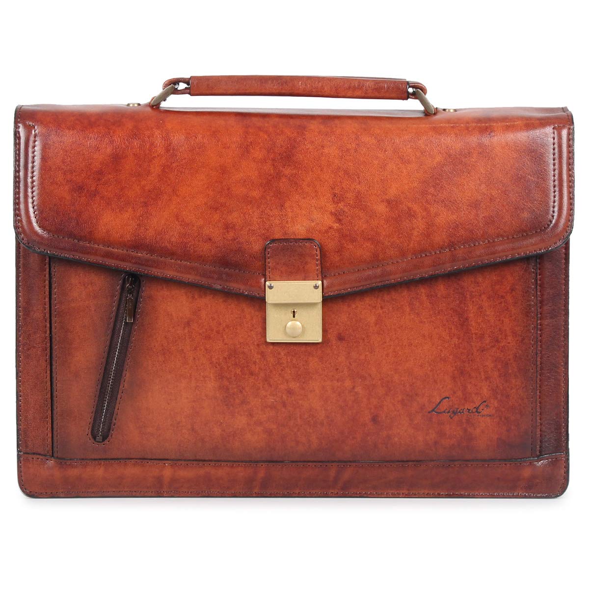 

Business Bag Briefcase for Men G3 Genuine Leather Cowhide A4 Horizontal Flap Closure Aoki Bag [Lagard] (5219) коричневий