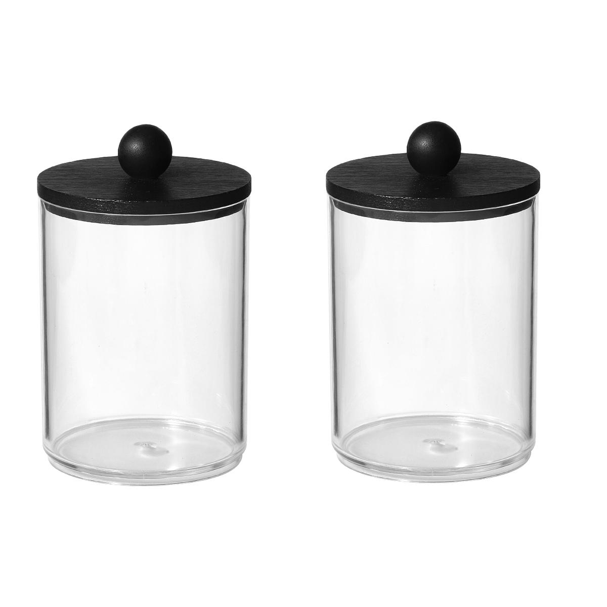 

2 Pack Qtip Holder Dispenser with Tray Bathroom Jar Storage Organization Acrylic Apothecary Jars Canisters for Cotton Ball Qtip