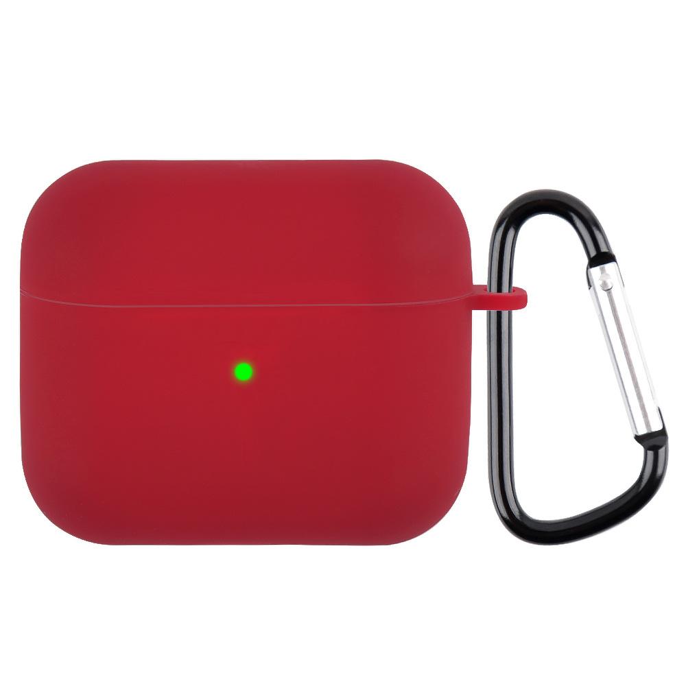 Suitable for AirPods 3 Silicone Solid Color Buckle Earphone Cover Anti-drop Non-slip Protective Cover Portable Soft Case