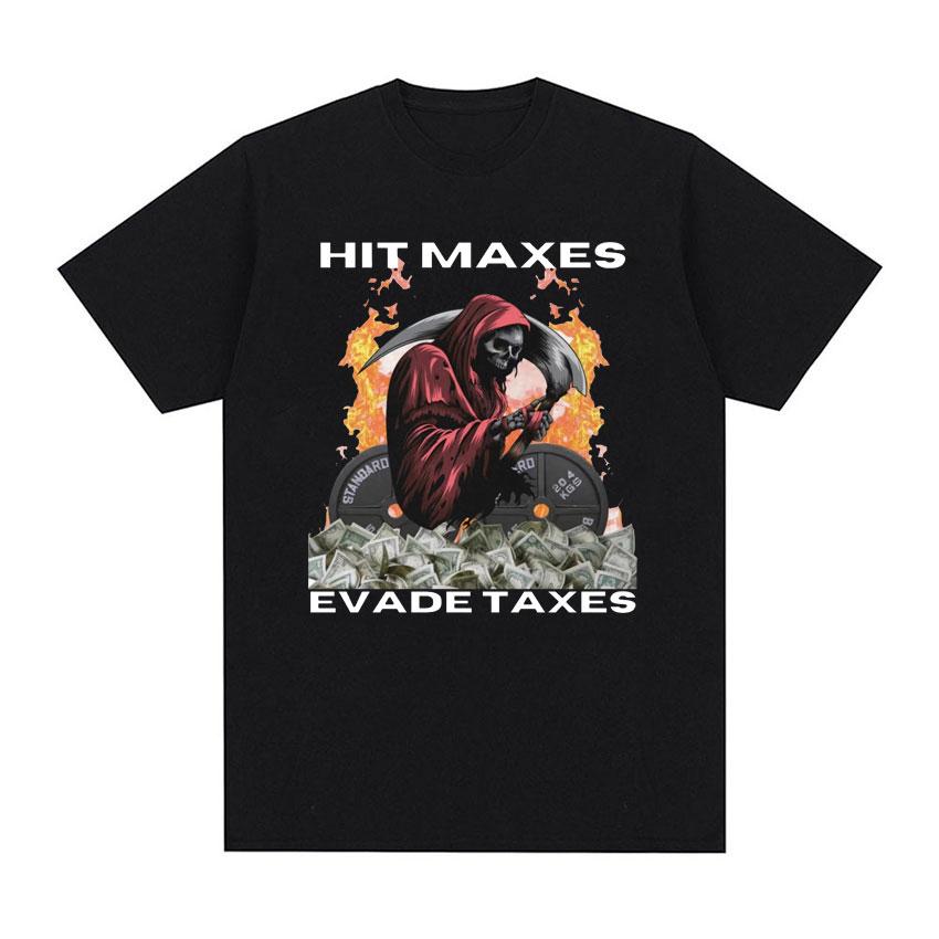 Hit Maxes Steuern Hinterziehen Meme T-Shirt für Männer Frauen Lustige Waschbär Grafik T-Shirts Herrenmode Retro Übergroßes T-Shirt Streetwear
