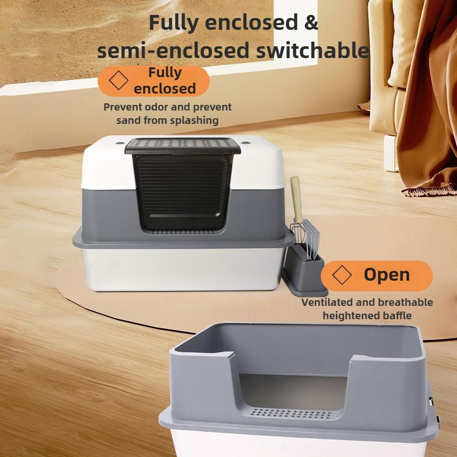 Stainless Steel Cat Litter Box Easy Clean Fully Enclosed Large Cat Toilet Corrosion Resistance Spatter-proof Pet Supplies