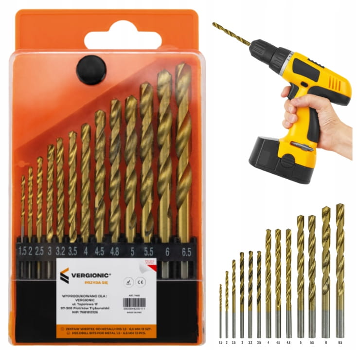 Set Of 13 Hss 1565Mm Steel Metal Drill Bits