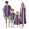 Family And Parent-child Outfits - Casual Vacation Independence Day Printed Women's Skirts, Men's Shirts Summer Suit