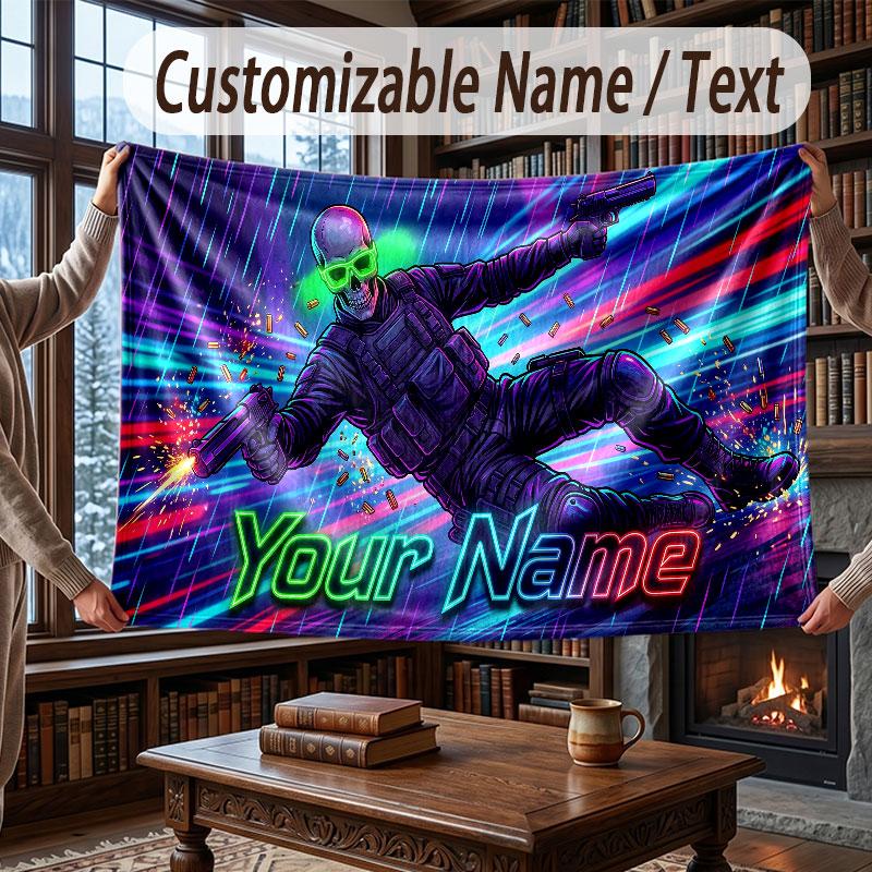 Personalized Name Designs Theme Throw Blanket Custom Name Text Personalized Blanket Soft Cozy Blanket for Home Sofa Bed