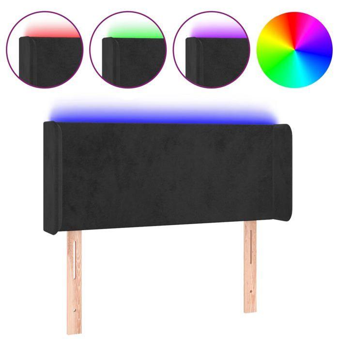 VidaXL Tête de Lit à LED Meuble de Chambre à Coucher Accessoire de Lit Simple Tête de Cadre de Lit Intérieur Noir 3122988