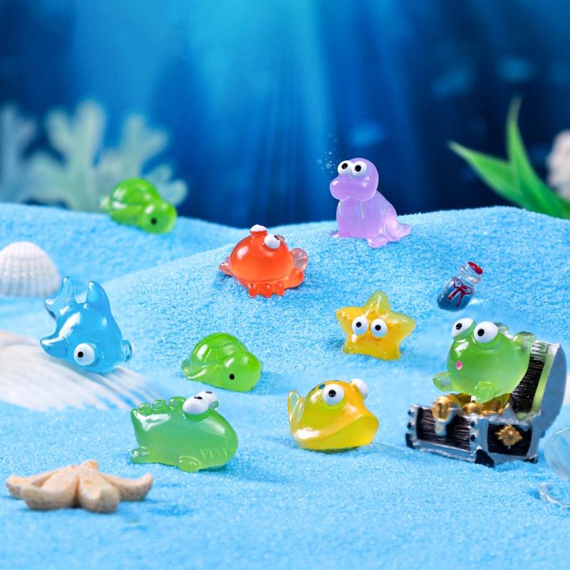 Mini Ocean Resin Animals Tiny Sea Animals Figurines Marine Miniature Decorations for DIY Fish Tank Potted Micro Garden Landscape