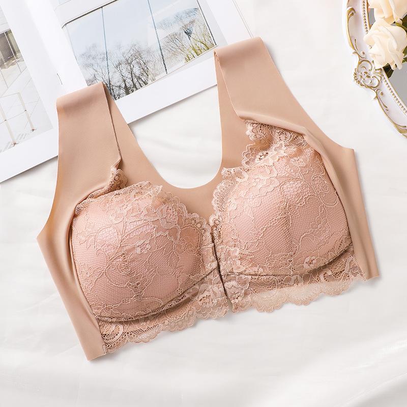 Dámská bezešvá podprsenka s předním zapínáním, s kosticemi, velká velikost, sexy krajková