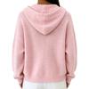 Women's Relaxed Hooded Knit Sweater with Two Buttons, Color Long Sleeve Pullover for Fall Winter