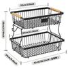 2-Tier Fruit Vegetable Basket,Organizer for Bread Vegetable Detachable ,Large Capacity Storage Stand,Black