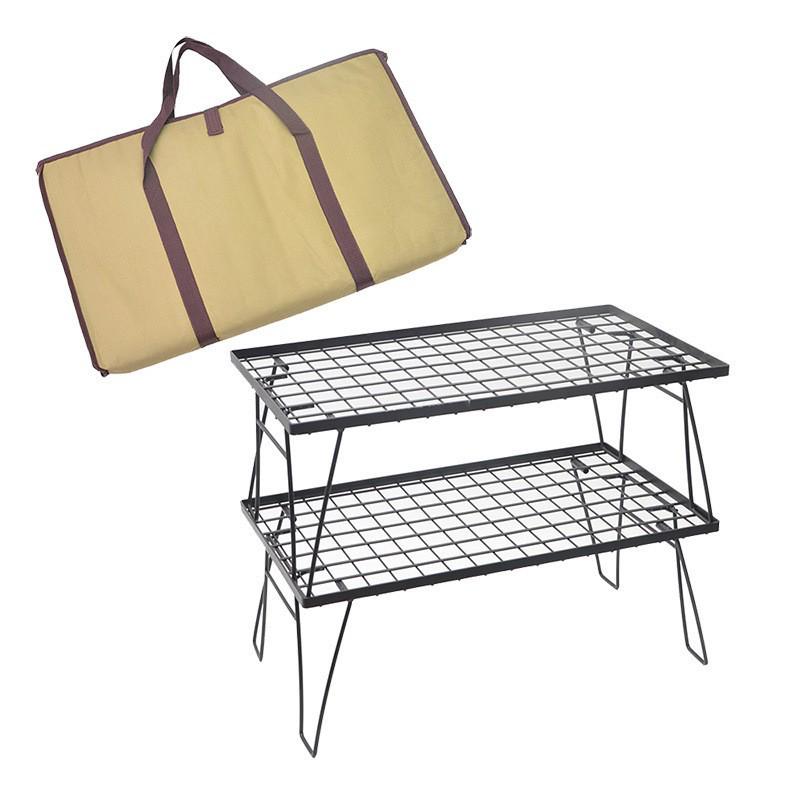 Portable Outdoor Folding Mesh Bamboo Table with Multi-Functional Draining Rack