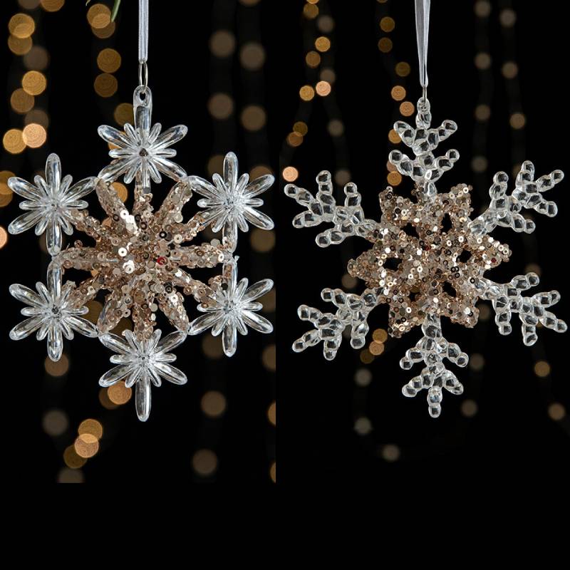Christmas Decorations Acrylic Transparent Snowflake Elk Christmas Tree Hanging Ornament Xmas Supplies Hanging Pendants New Year