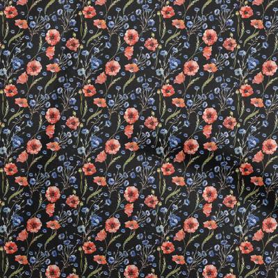 Cotton Flex Dark Peach Fabric Floral Dress Material Fabric Print Fabric By The Yard 40 Inch