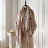 Elegant Geometric Print Faux Pashmina Shawl - Soft Warm Fringed, Ideal For Autumn & Winter Outdoor