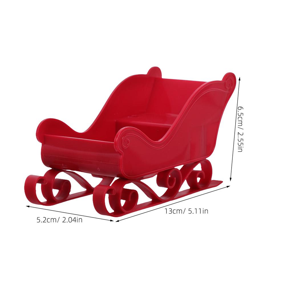 2Pcs Santa Sleigh Candy Bowl Plastic Christmas Desk Decoration Mini Sleigh Tabletop Holiday Mantel Decor Christmas Present Box