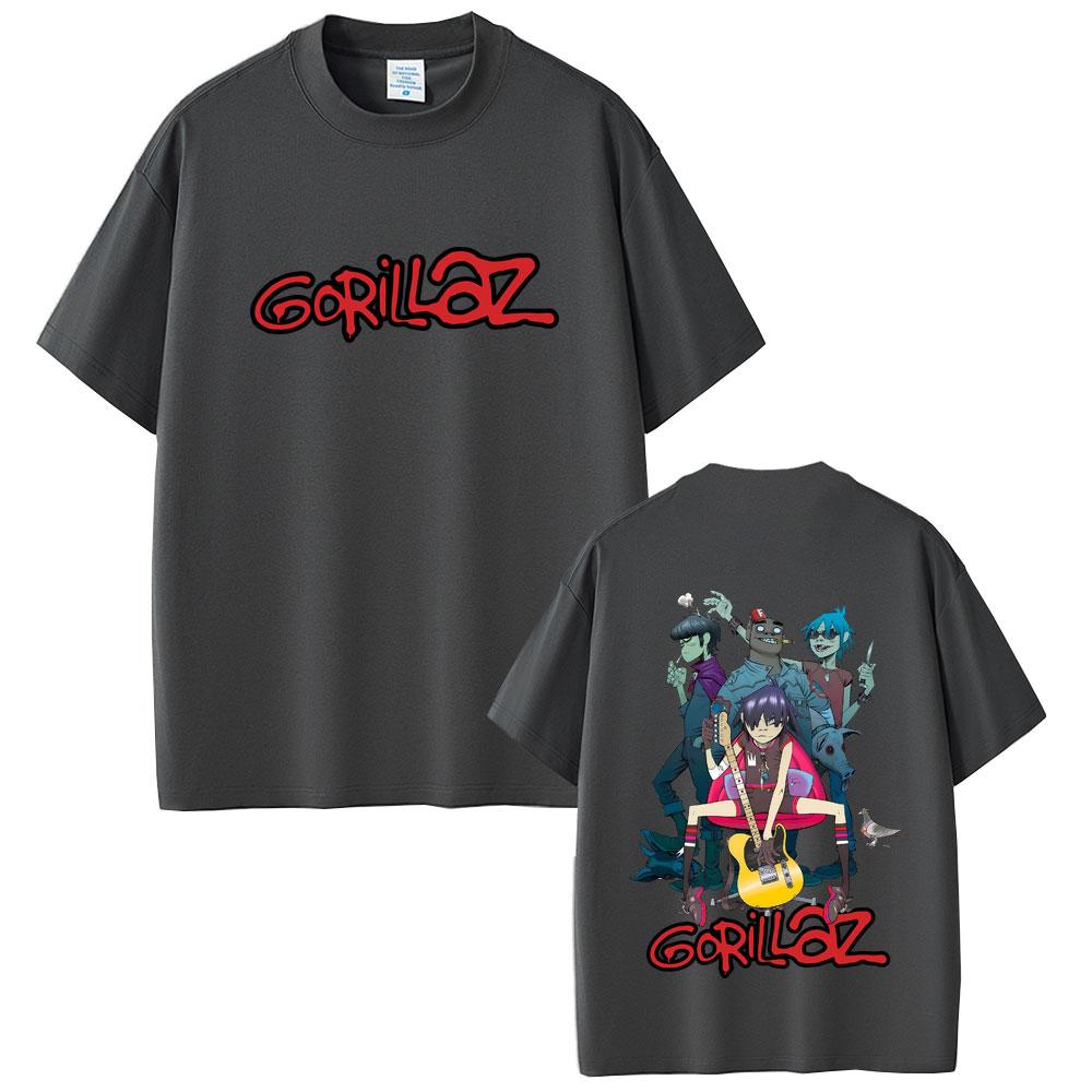 2025 Summer Rock Band Gorillaz Graphic Men Women Hip Hop Gothic Pop Music 100 Pure Cotton Printed High Quality Tshirt Tops
