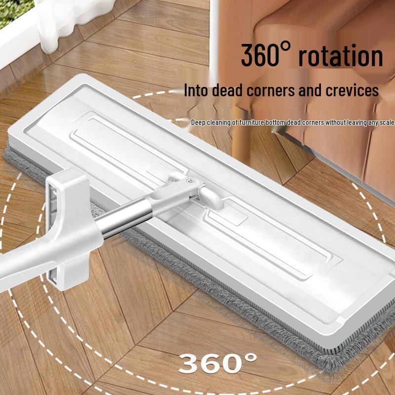 Hands-Free Rotatable Flat Mop for Dry & Wet Use with Absorbent, Enlarged Head