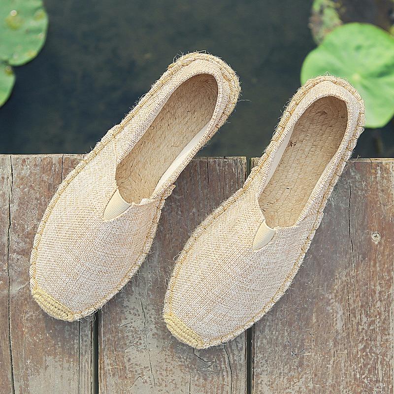 New Straw Canvas Shoes Men's Hand-sewn Hemp Rope Fisherman Shoes Men's Casual Old Beijing Cloth Shoes