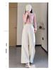 Women's Spring/Summer 2026 Sweet Ruffle Lace Wide-Leg Pants - Elastic Waist, Slimming, Soft, and Smooth Casual Wear
