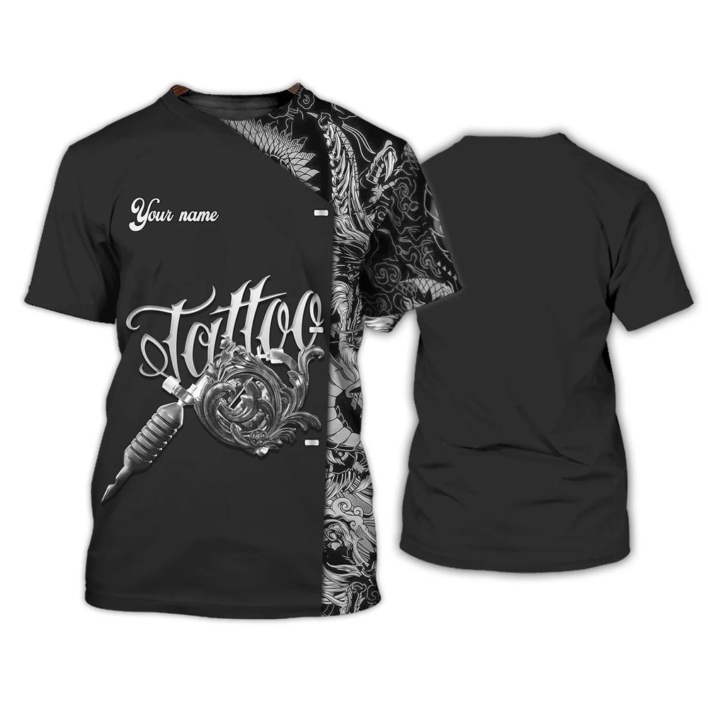 T-shirt Pour Homme Drôle Tatouage Harajuku Streetwear Loisirs Col O Oversize Manches Courtes Hauts Tendance Mode Nom Impression Personnalisée T-shirts