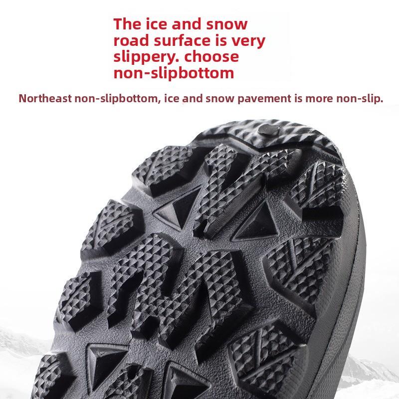 Winter Men's Rain Boots Outdoor Waterproof Casual Cotton Shoes Non Slip Fishing Boot Plush Warm Snow Boots Mid-calf Cotton Botas