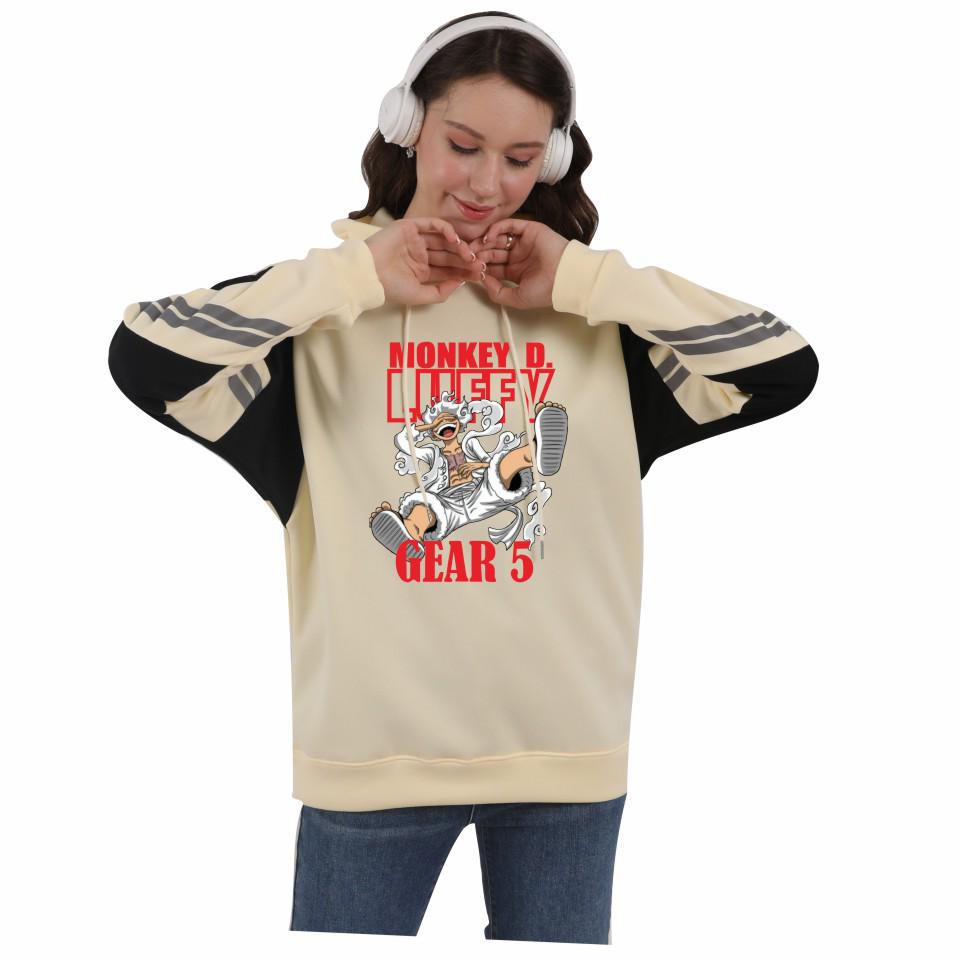 One Piece Pirate King Men's and Women's Color Block Fleece Hoodie - Autumn/Winter