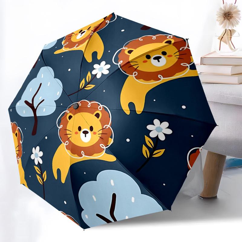 1pc Lion Pattern Automatic Folding Umbrella - Portable Collapsible 8-Rib Umbrella for All Seasons yy251119158