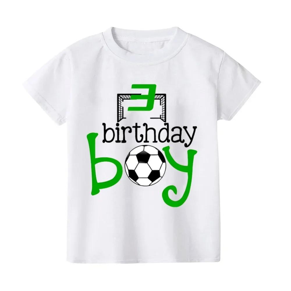 29Y Football Birthday Print Kids White Short Sleeve Tshirt Summer Casual Comfortable Tops Crew Neck Cotton Children Tees