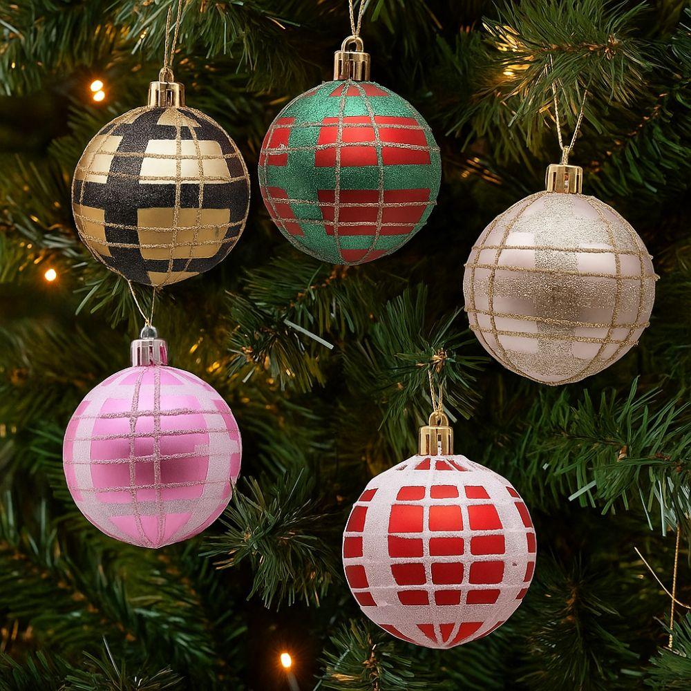 6pcs 6cm Christmas Balls Pendant Shatterproof Painted Christmas Tree Hanging Balls DIY Electroplated Christmas Gift Balls
